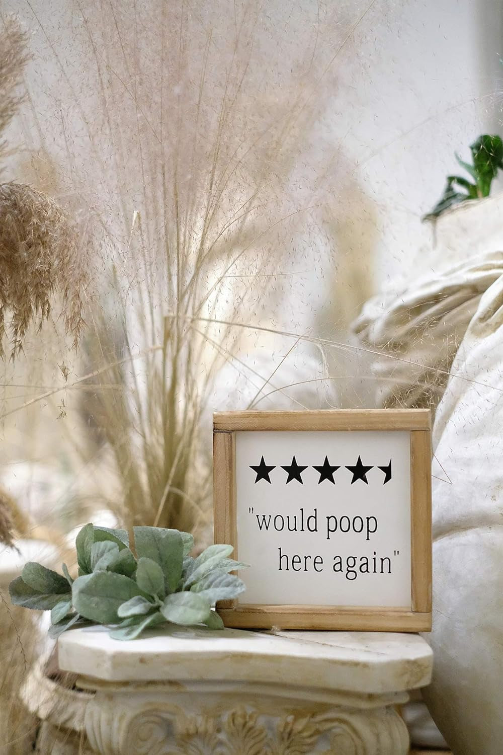 Would Poop Here Again Funny Bathroom Sign| Half Bath Signs| Farmhouse Bathroom Wall Decor |Bathroom Humor Sign Plaque | Guests Bathroom Decor/Bathroom Shelf Sitter Decor