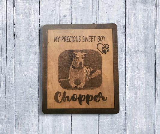 Memorial engraved plaque with photo for dogs