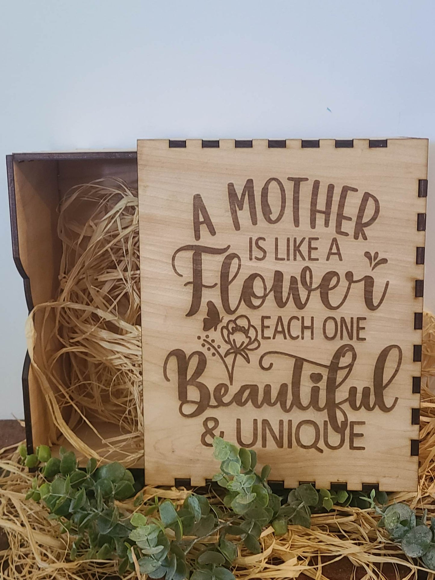 Mothers day gift box personalized with 20oz tumbler cup, wooden box and wooden earrings