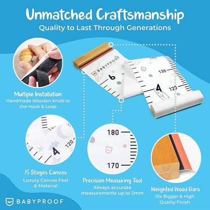 Growth Chart for Kids by Baby Proof - Measuring Height Chart and Kids Decor! Meaningful Memories through Kid Size Chart Measurement. Leafy Growth Chart Ruler for Wall with Wooden Keepsake Box