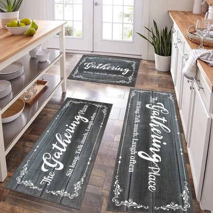 LOKHOM Farmhouse Kitchen Rugs Set of 3 Non Slip Washable Kitchen Mats for Floor Kitchen Rugs and Mats Set Kitchen Runner Rug Laundry Room Rug Floor Mat Carpet Hallway Runners Doormat