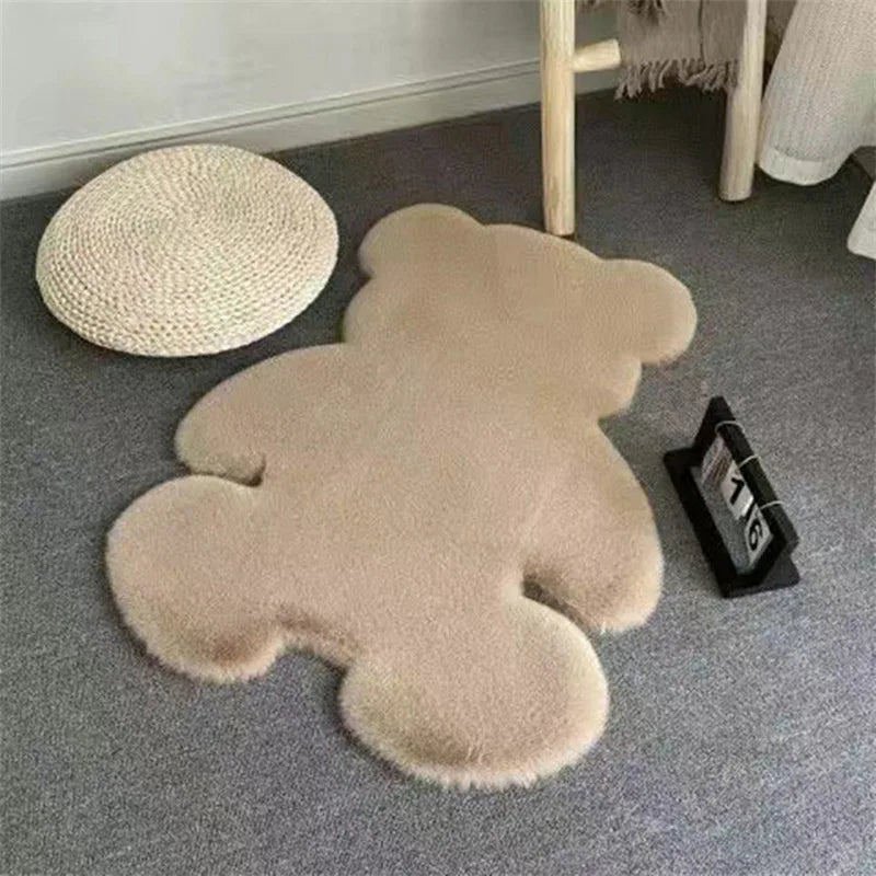 Children'S Room Floor Mat Sofa Living Room Carpet Bay Window Imitation Rabbit Fur Bear Rugs for Bedroom Kawaii Rug Faux Fur