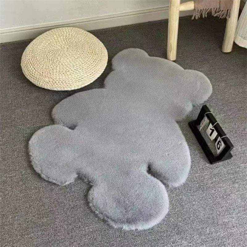 Children'S Room Floor Mat Sofa Living Room Carpet Bay Window Imitation Rabbit Fur Bear Rugs for Bedroom Kawaii Rug Faux Fur