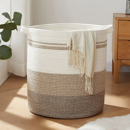 OIAHOMY 80L Super Large Blanket Storage Basket with Handles, Laundry Hamper Basket for Living Room, Storage Basket for Toys Bin,Pillows, Blankets,Clothes-20X18In Organiser Nature