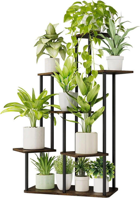 Plant Stand Indoor, 7 Tier Tall Metal Plant Shelf for Multiple Plants, Large Tiered Flower Stand for Patio Garden Balcony Living Room Bedroom(Brown)