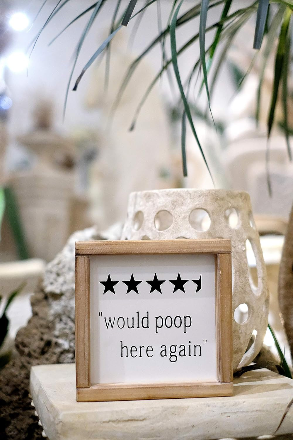 Would Poop Here Again Funny Bathroom Sign| Half Bath Signs| Farmhouse Bathroom Wall Decor |Bathroom Humor Sign Plaque | Guests Bathroom Decor/Bathroom Shelf Sitter Decor