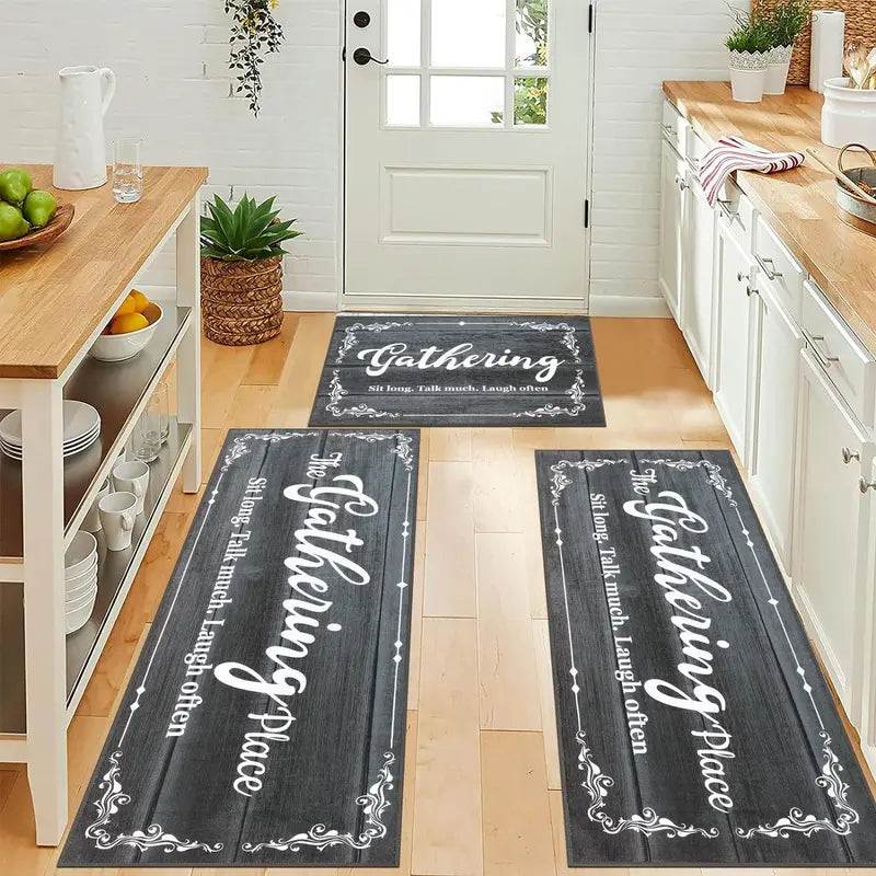 LOKHOM Farmhouse Kitchen Rugs Set of 3 Non Slip Washable Kitchen Mats for Floor Kitchen Rugs and Mats Set Kitchen Runner Rug Laundry Room Rug Floor Mat Carpet Hallway Runners Doormat