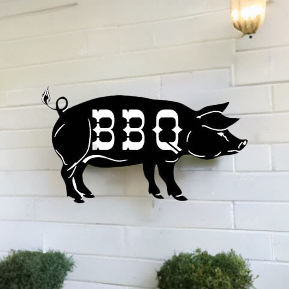 BBQ Pig sign made from metal