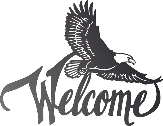 Welcome eagle metal sign