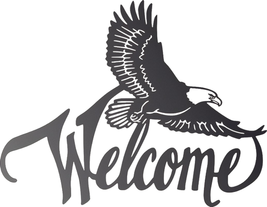 Welcome eagle metal sign